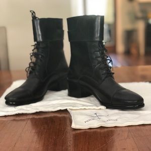 Pour la Victoire Black Lace up and Buckle Booties